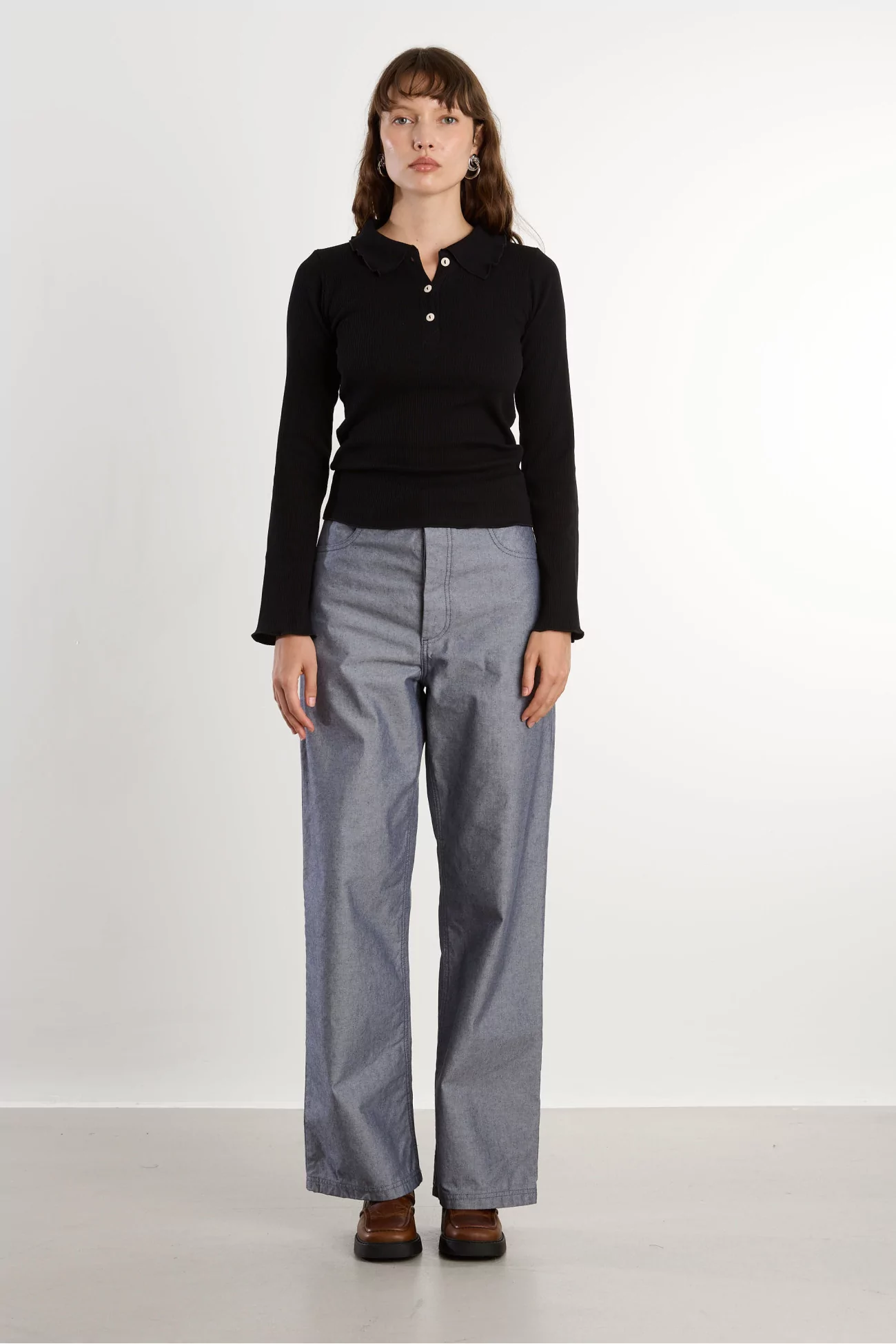 Polo Dual Manches Longues Coton Recyclé – Black | Centre Commercial