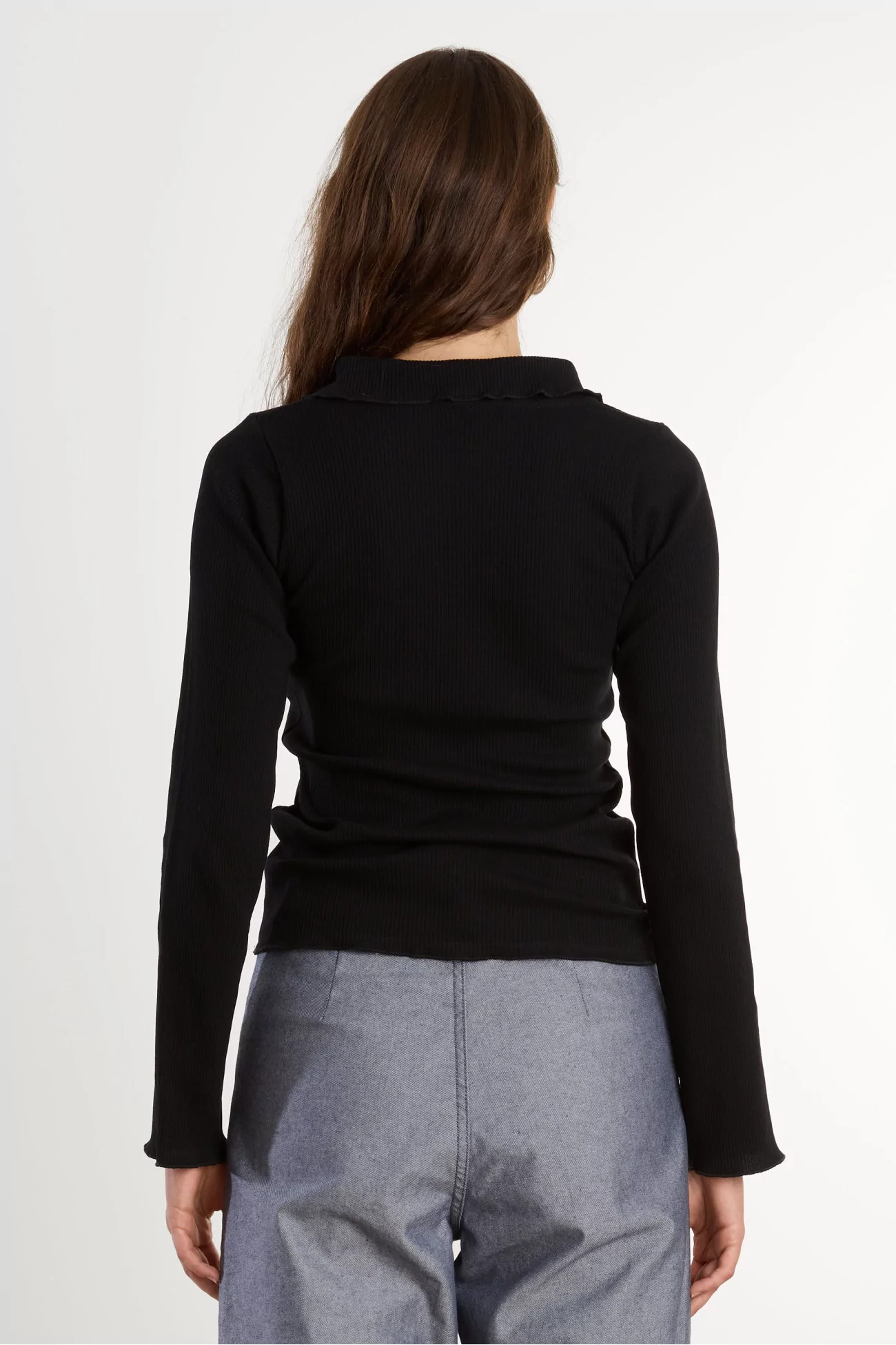 Dual Polo Long Sleeve Recycled Cotton – Black | Centre Commercial