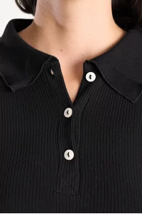 Polo Dual Manches Longues Coton Recyclé – Black | Centre Commercial