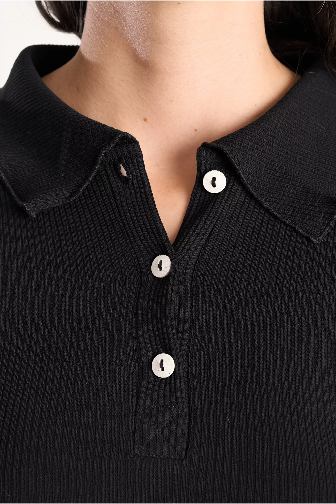 Polo Dual Manches Longues Coton Recyclé – Black | Centre Commercial