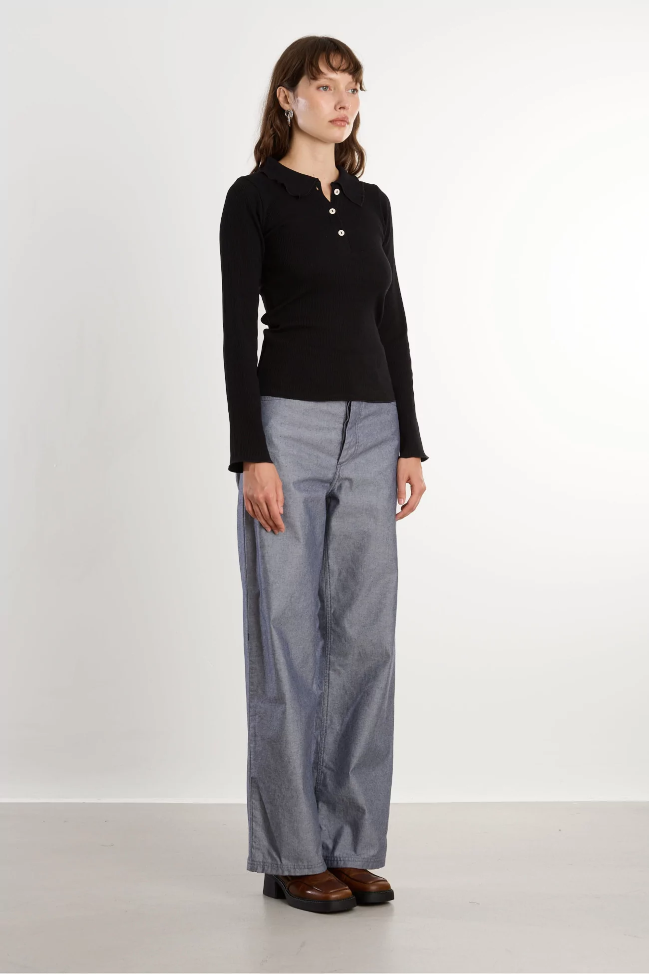 Polo Dual Manches Longues Coton Recyclé – Black | Centre Commercial