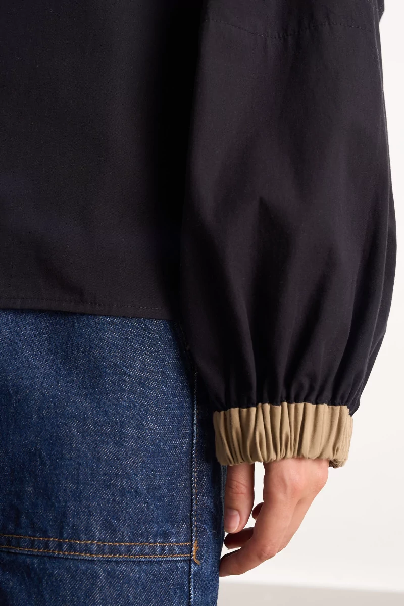 Moy Top Organic Cotton Poplin – Black Khaki | Centre Commercial