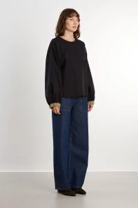 Top Moy Popeline de Coton Biologique – Black Khaki | Centre Commercial