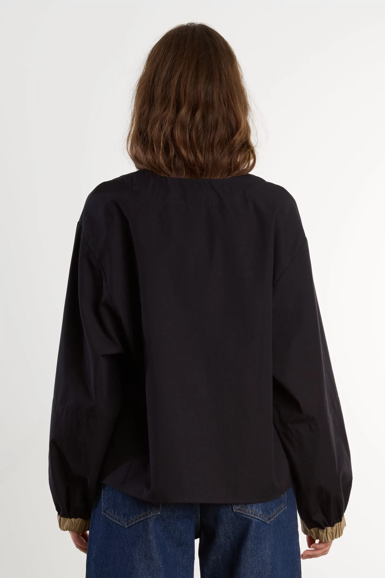 Top Moy Popeline de Coton Biologique – Black Khaki | Centre Commercial