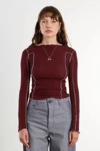 Omato Long Sleeve Tee Organic Cotton – Nara Red | Centre Commercial