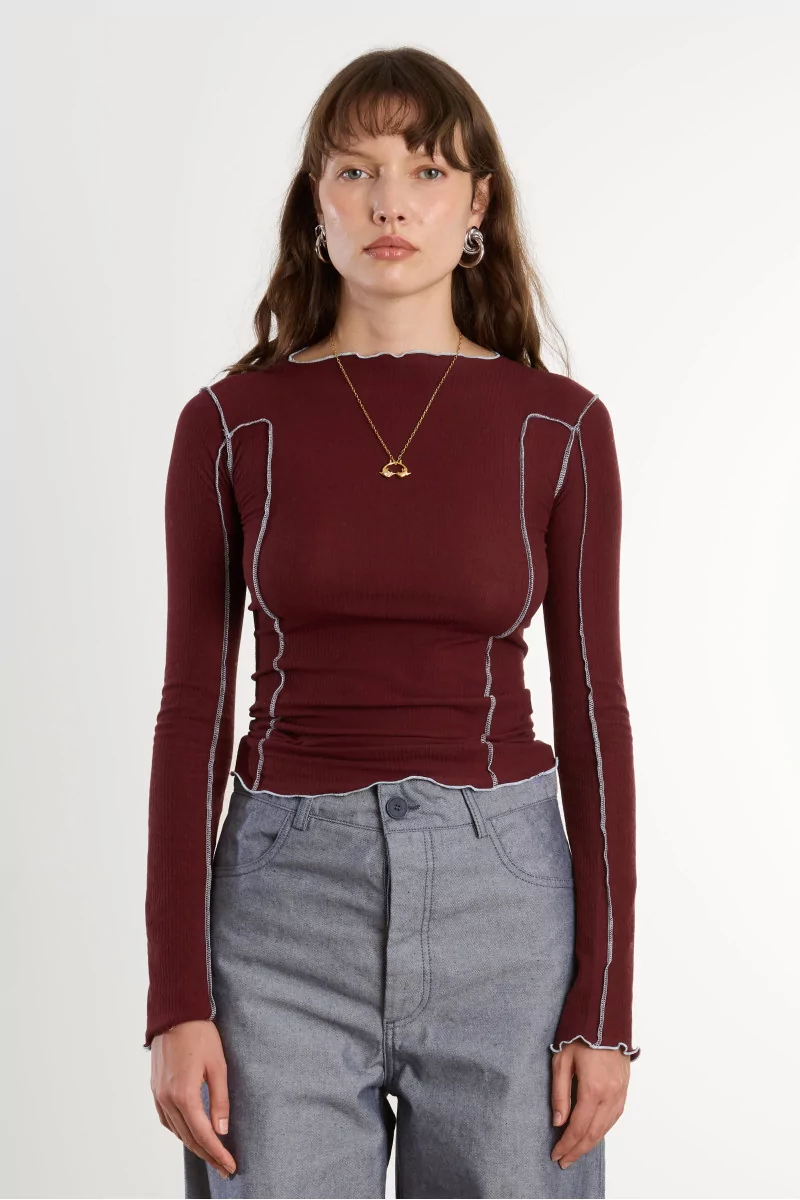 Omato Long Sleeve Tee Organic Cotton – Nara Red | Centre Commercial