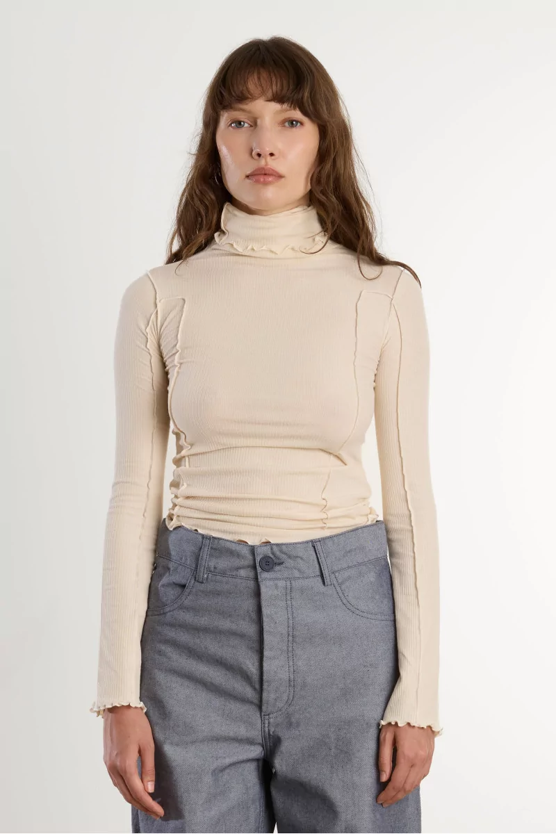 Omato Turtleneck Ribbed Organic Cotton – Off White | Centre Commercial