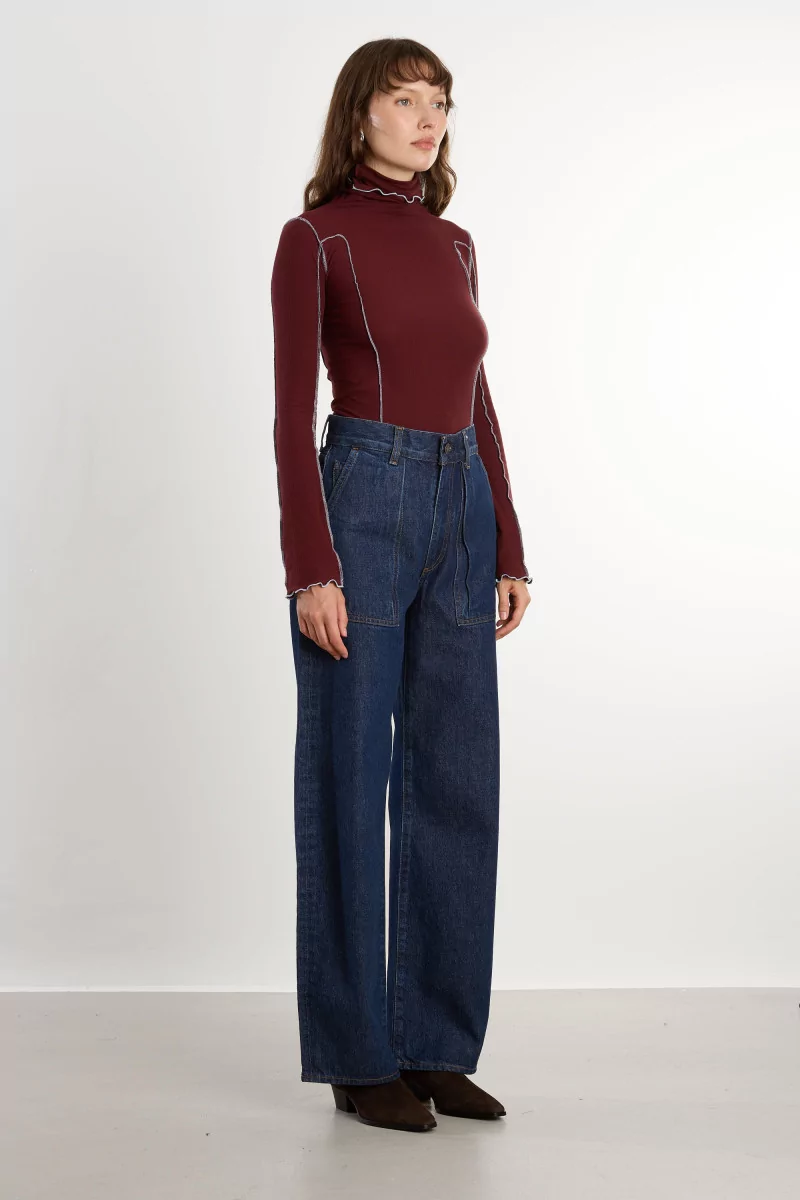 Omato Turtleneck Ribbed Organic Cotton – Nara Red | Centre Commercial