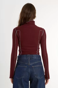 Omato Turtleneck Ribbed Organic Cotton – Nara Red | Centre Commercial