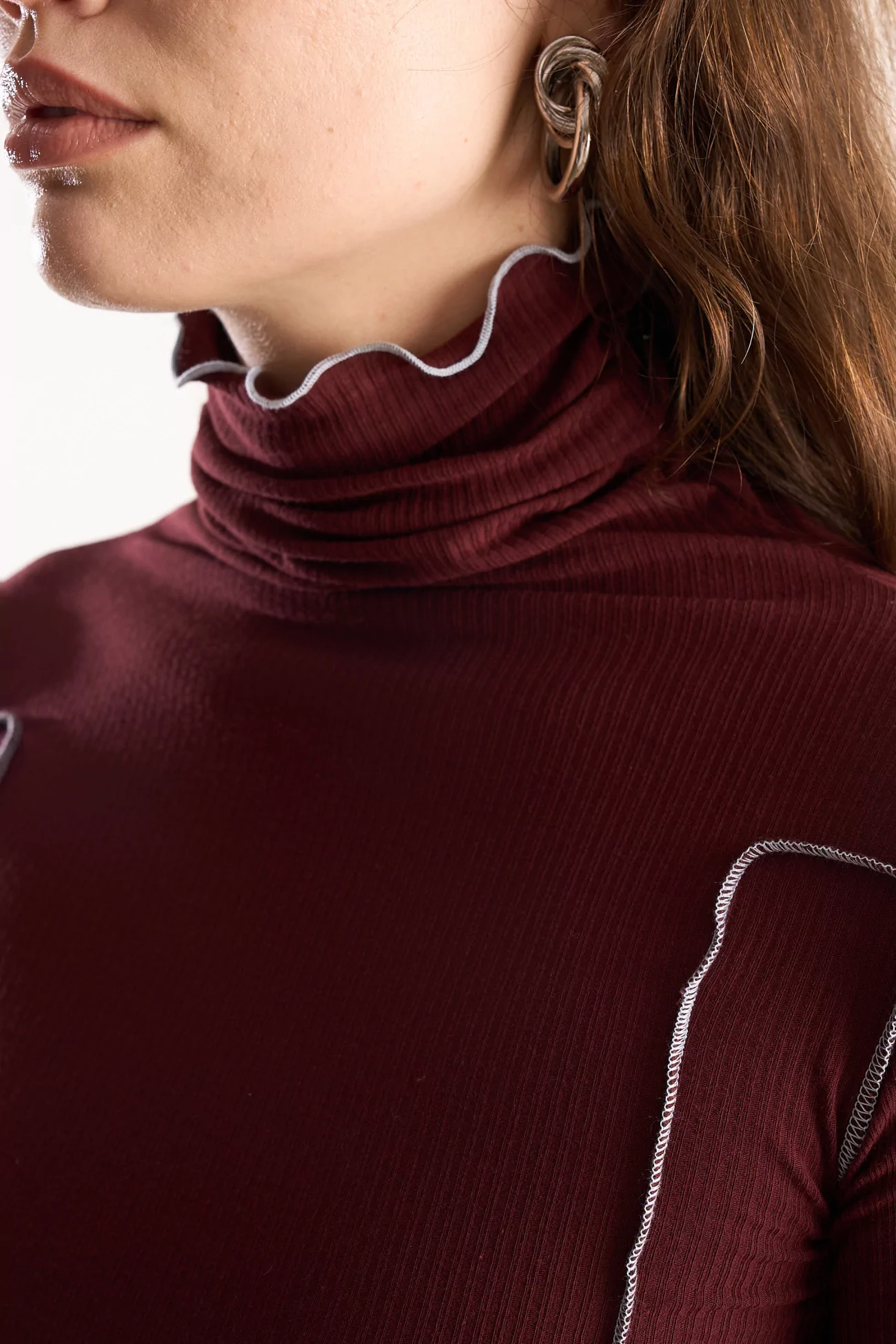 Omato Turtleneck Ribbed Organic Cotton – Nara Red | Centre Commercial