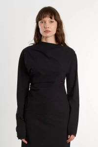 Women's Asymmetric Long Sleeve Top REYEM – Black | Centre Commercial
