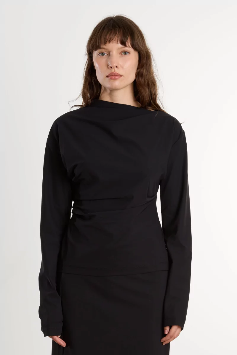 Women's Asymmetric Long Sleeve Top REYEM – Black | Centre Commercial