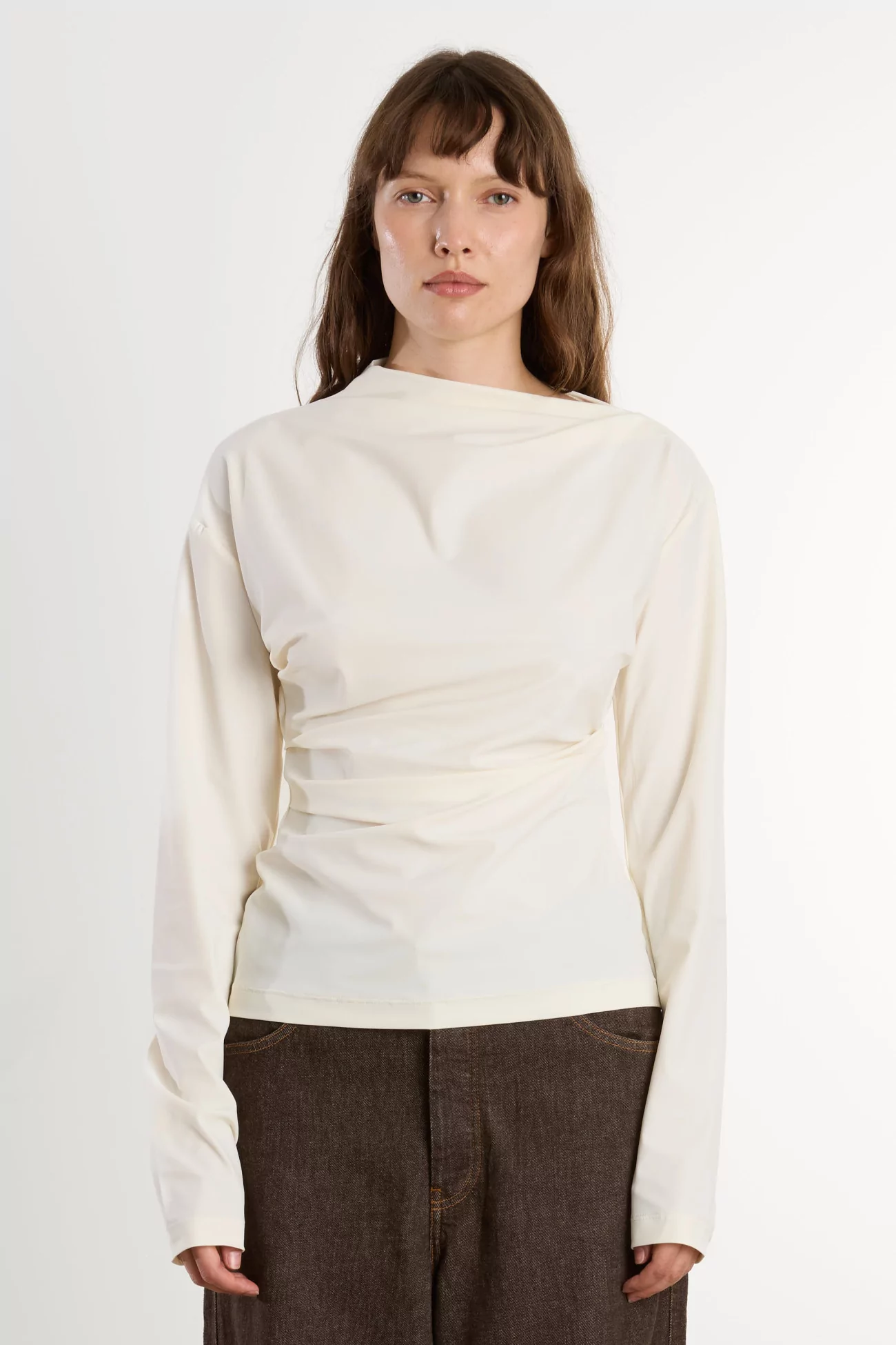 Women's Asymmetric Long Sleeve Top REYEM – Off-white | Centre Commercial