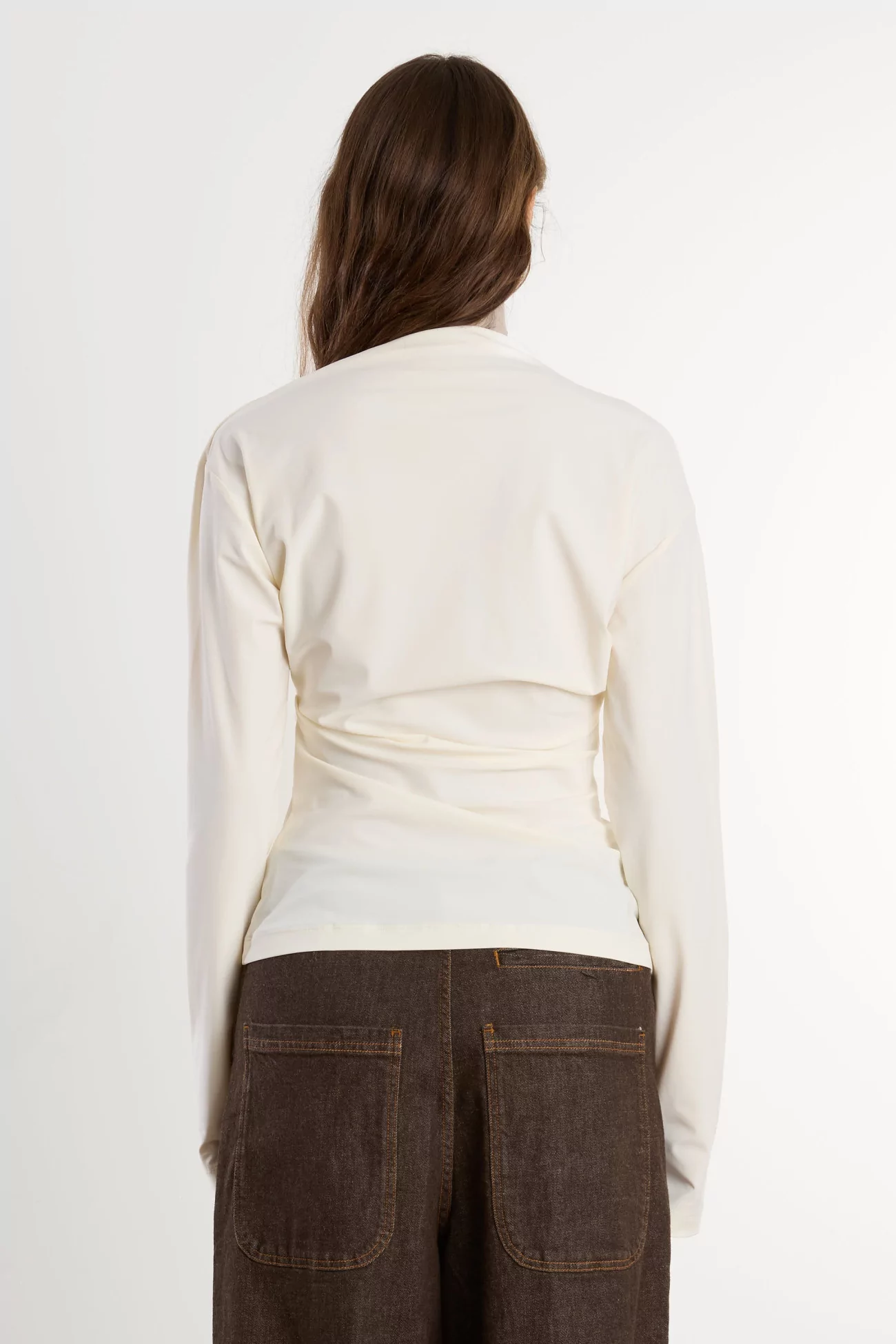 Women's Asymmetric Long Sleeve Top REYEM – Off-white | Centre Commercial