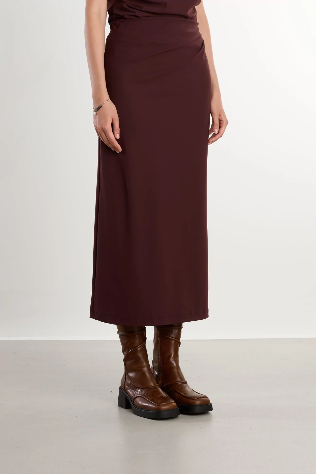 Women's Asymmetric Midi Skirt REYEM – Cordovan | Centre Commercial