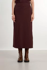 Women's Asymmetric Midi Skirt REYEM – Cordovan | Centre Commercial
