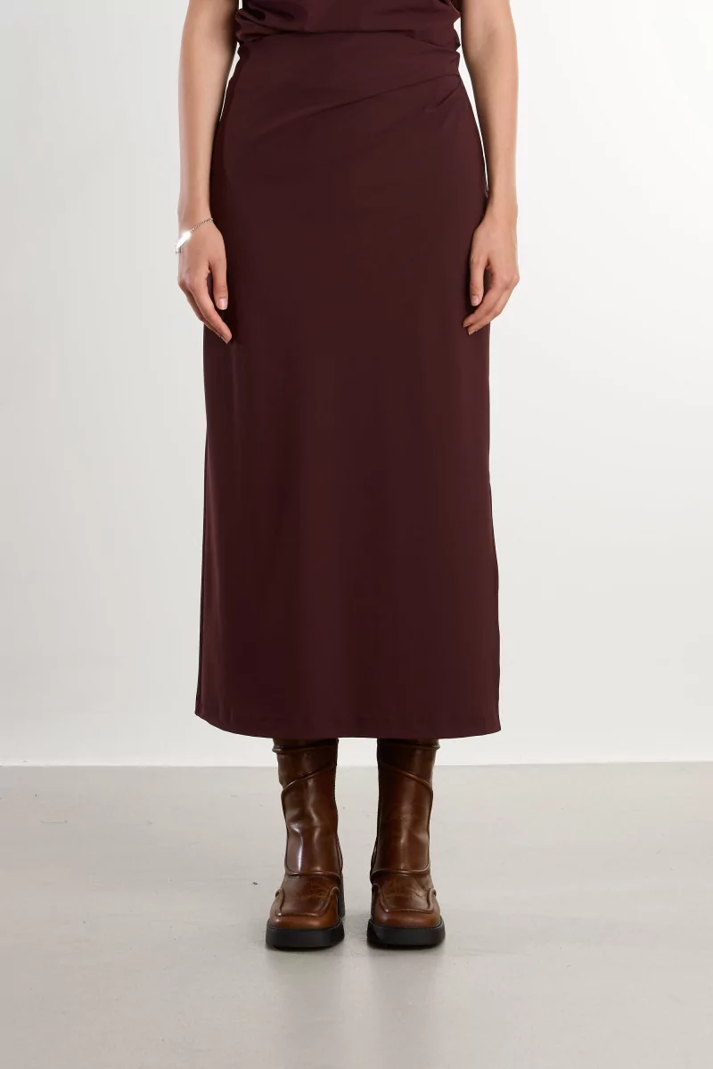 Jupe Midi Femme Asymétrique REYEM – Cordovan | Centre Commercial