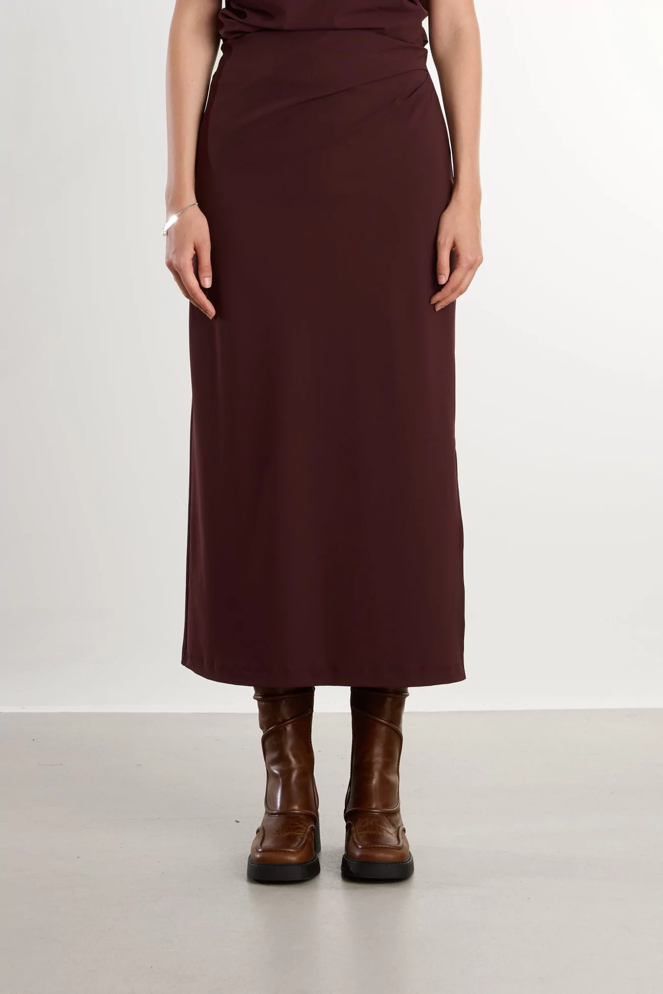 Women's Asymmetric Midi Skirt REYEM – Cordovan | Centre Commercial