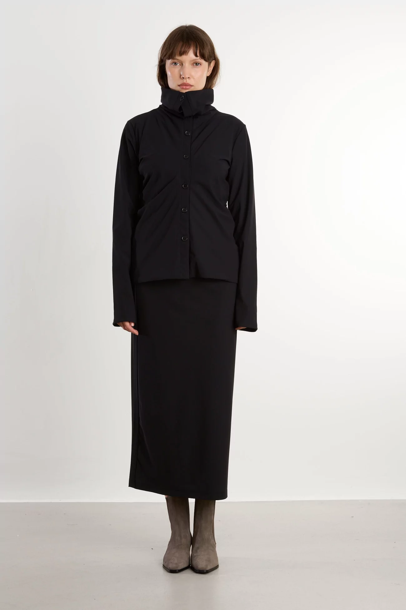 Top Femme Col Cardigan Modulable REYEM – Black | Centre Commercial