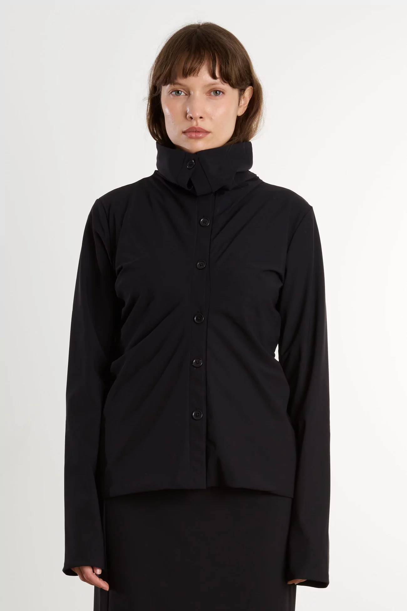 Top Femme Col Cardigan Modulable REYEM – Black | Centre Commercial