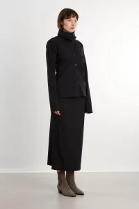 Top Femme Col Cardigan Modulable REYEM – Black | Centre Commercial