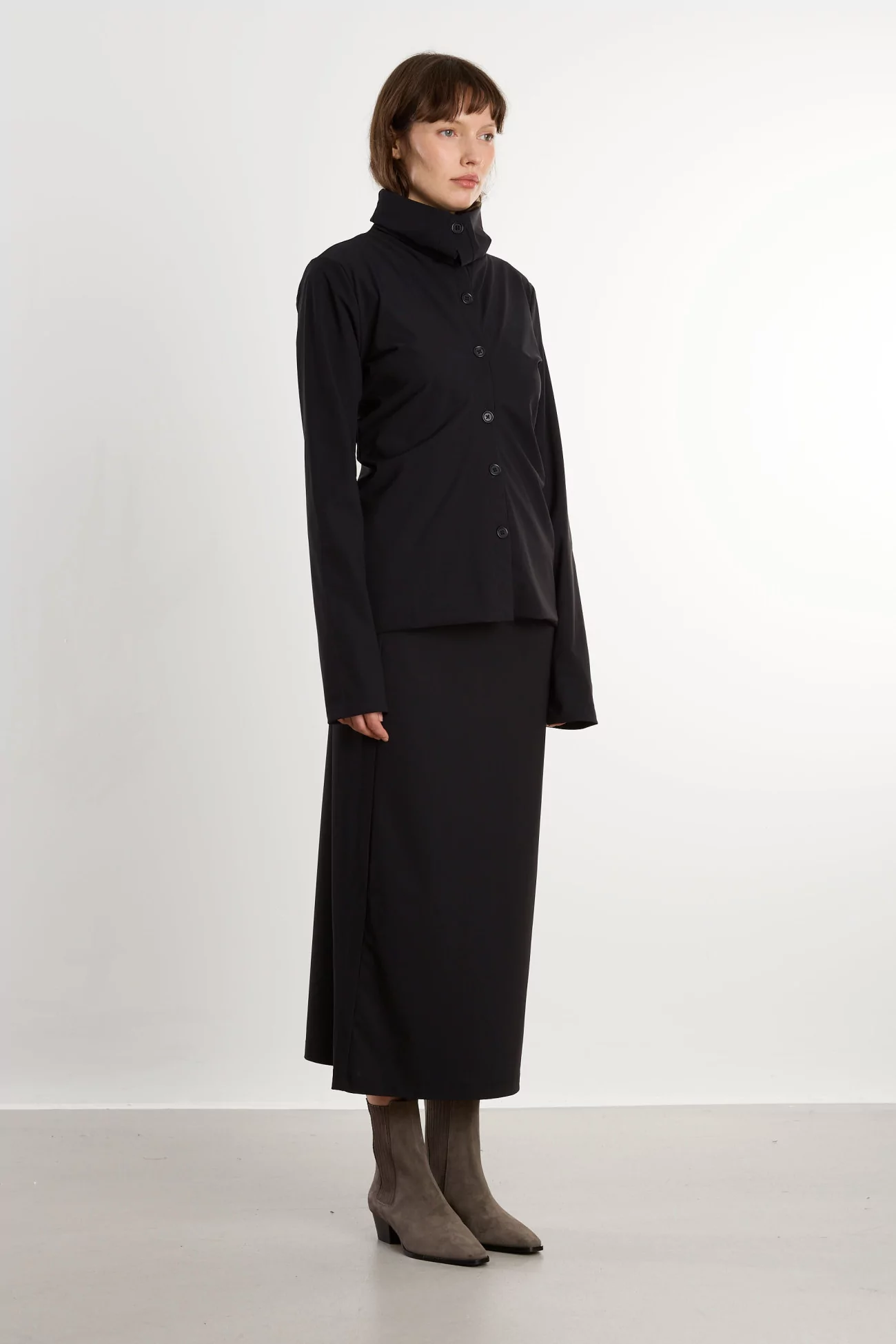 Top Femme Col Cardigan Modulable REYEM – Black | Centre Commercial