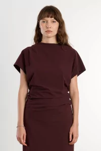 Women's Draped Boat Neck Top REYEM – Cordovan | Centre Commercial
