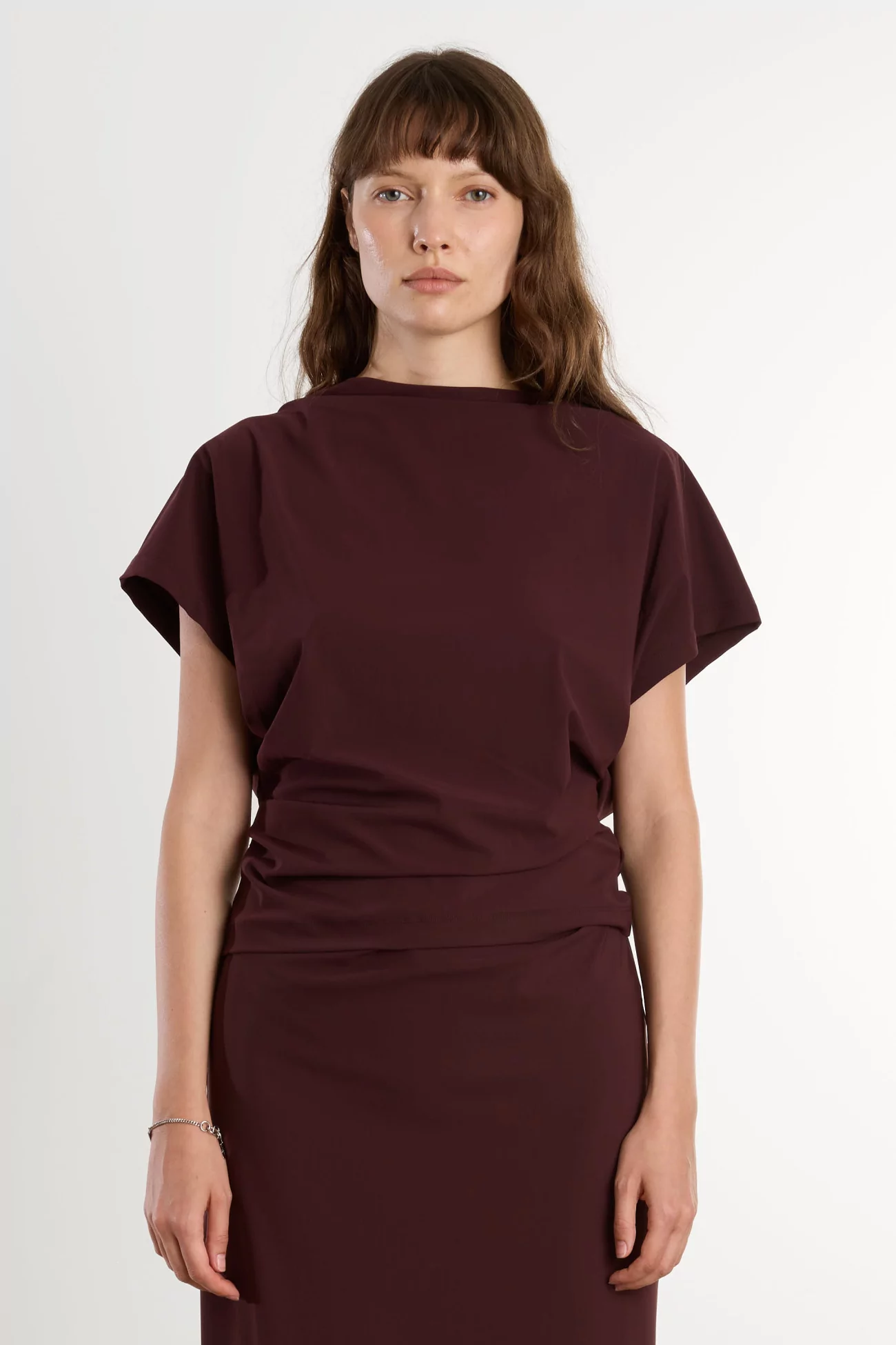 Top Femme Drapé Encolure Bateau REYEM – Cordovan | Centre Commercial
