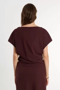 Women's Draped Boat Neck Top REYEM – Cordovan | Centre Commercial