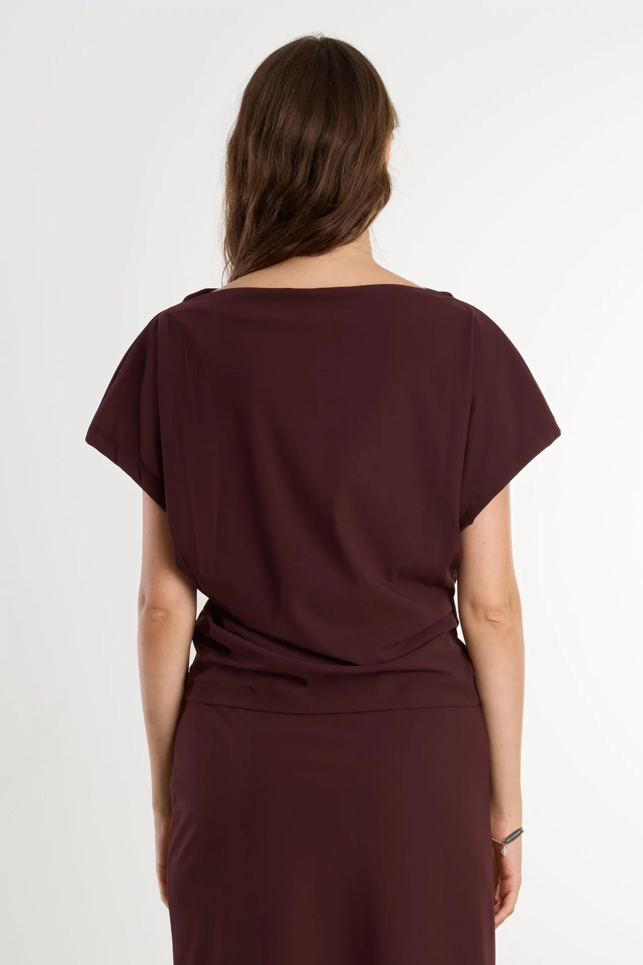 Women's Draped Boat Neck Top REYEM – Cordovan | Centre Commercial
