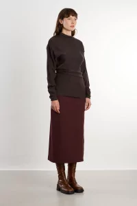 Women's Merino Wool Asymmetric Top REYEM – Umber | Centre Commercial