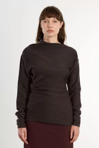 Women's Merino Wool Asymmetric Top REYEM – Umber | Centre Commercial