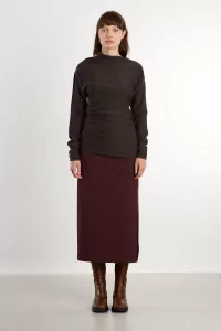 Women's Merino Wool Asymmetric Top REYEM – Umber | Centre Commercial