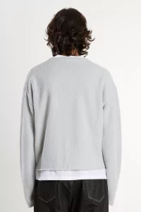 Men's Boucle Wool V-Neck Sweater – Talc Boucle | Centre Commercial