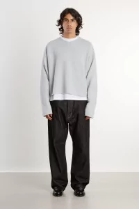 Men's Boucle Wool V-Neck Sweater – Talc Boucle | Centre Commercial