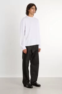 T-shirt Homme Coton Col Rond Manches Longues – White | Centre Commercial