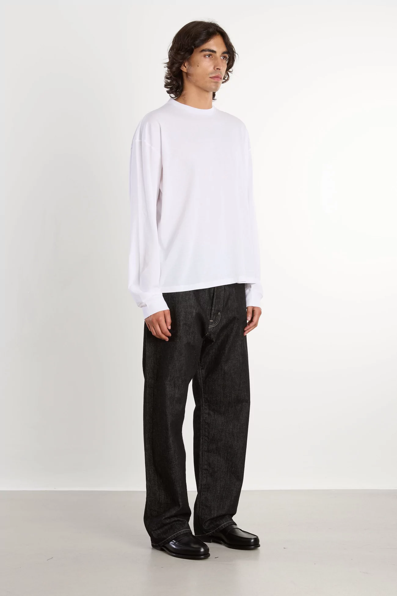 Men's Cotton Crew Neck Long Sleeve T-shirt – White | Centre Commercial