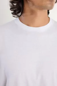 T-shirt Homme Coton Col Rond Manches Longues – White | Centre Commercial