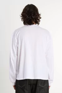 Men's Cotton Crew Neck Long Sleeve T-shirt – White | Centre Commercial