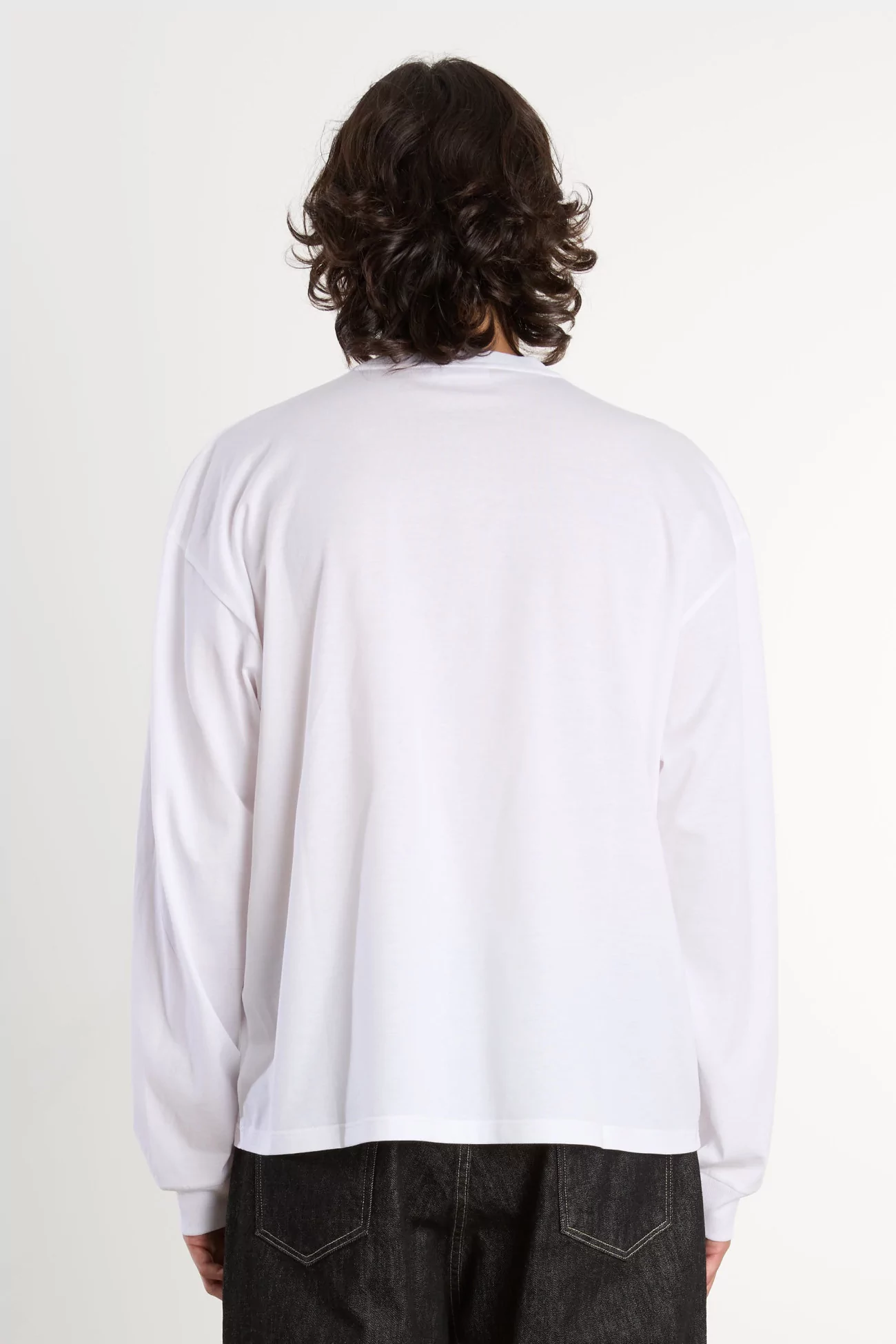 Men's Cotton Crew Neck Long Sleeve T-shirt – White | Centre Commercial