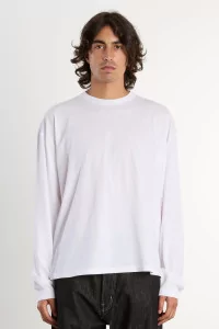 T-shirt Homme Coton Col Rond Manches Longues – White | Centre Commercial