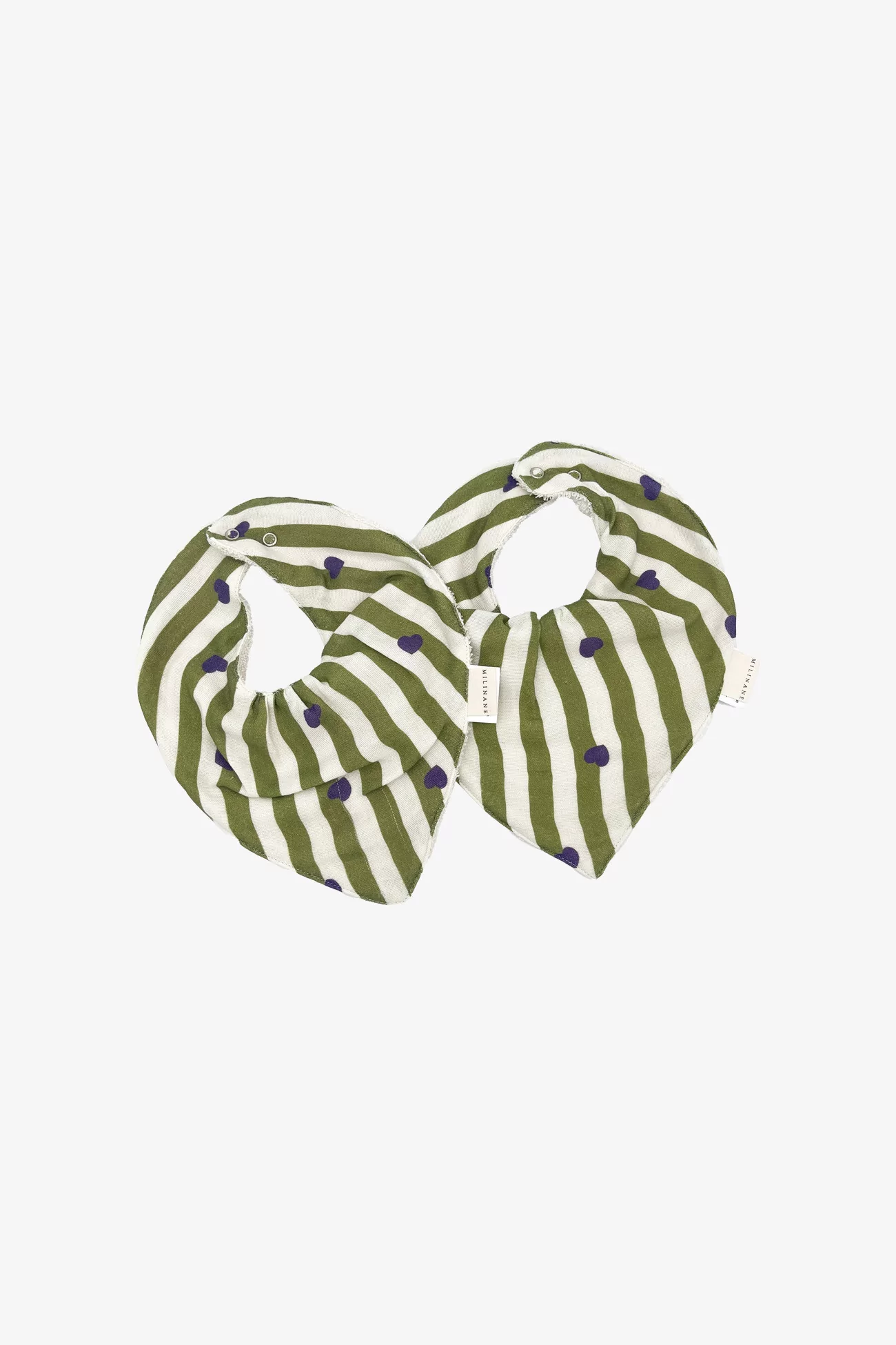 Set of 2 Cotton Baby Bandana Bibs MAEL – Stripe & Love | Centre Commercial