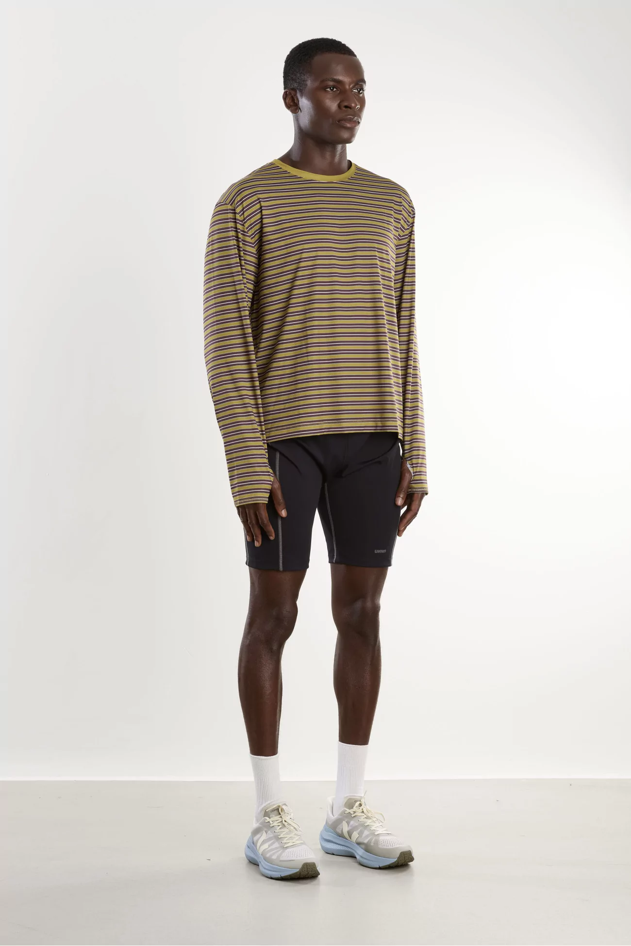 UNNA Striped Long Sleeve Running Tee – Mud Gold | Centre Commercial