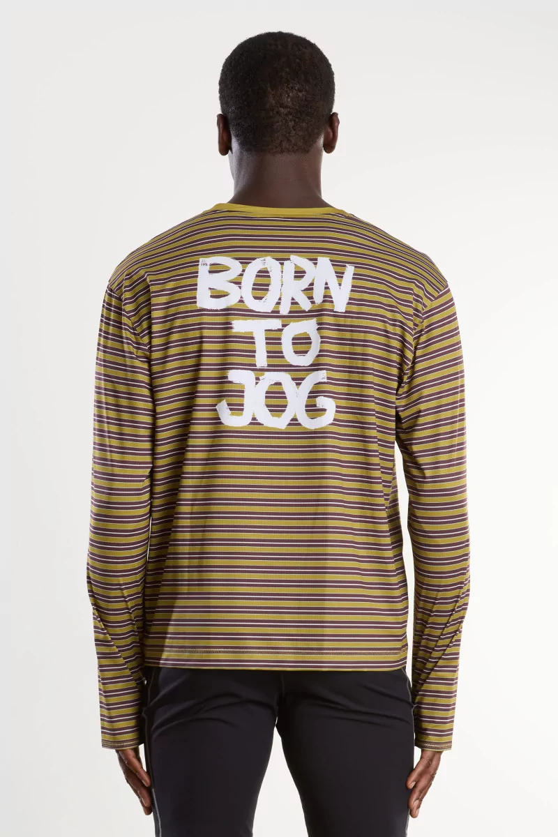 UNNA Striped Long Sleeve Running Tee – Mud Gold | Centre Commercial