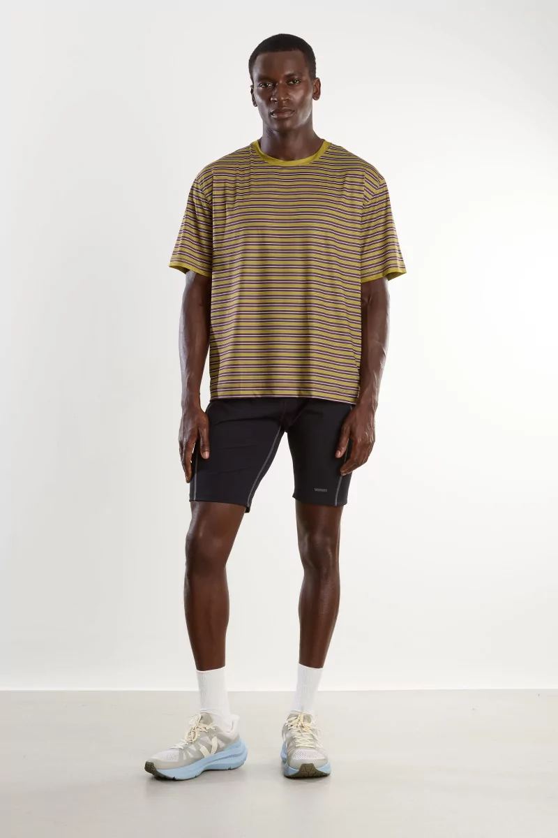 UNNA Wavy Striped Running Tee – Mud Gold | Centre Commercial