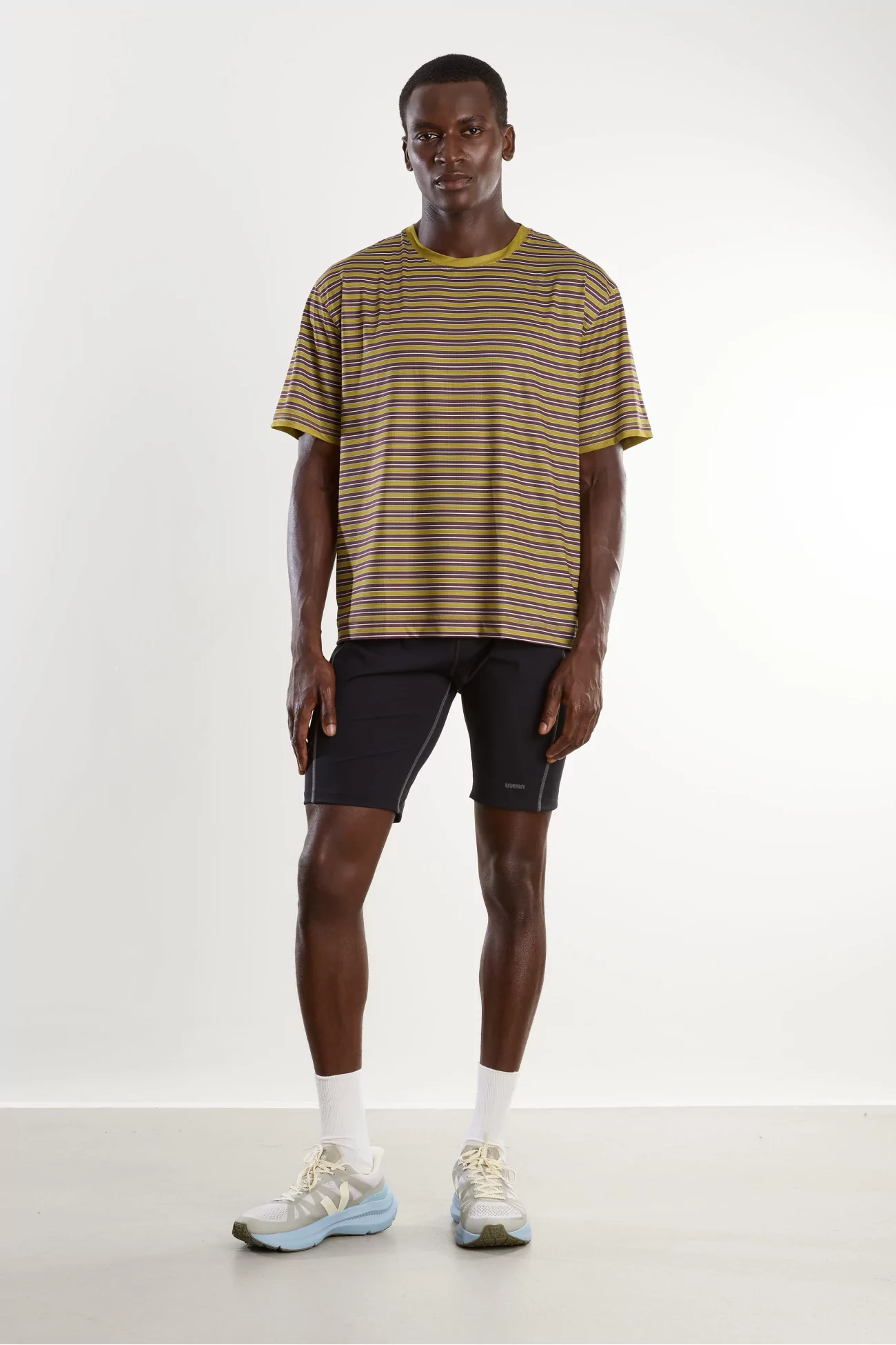 UNNA Wavy Striped Running Tee – Mud Gold | Centre Commercial