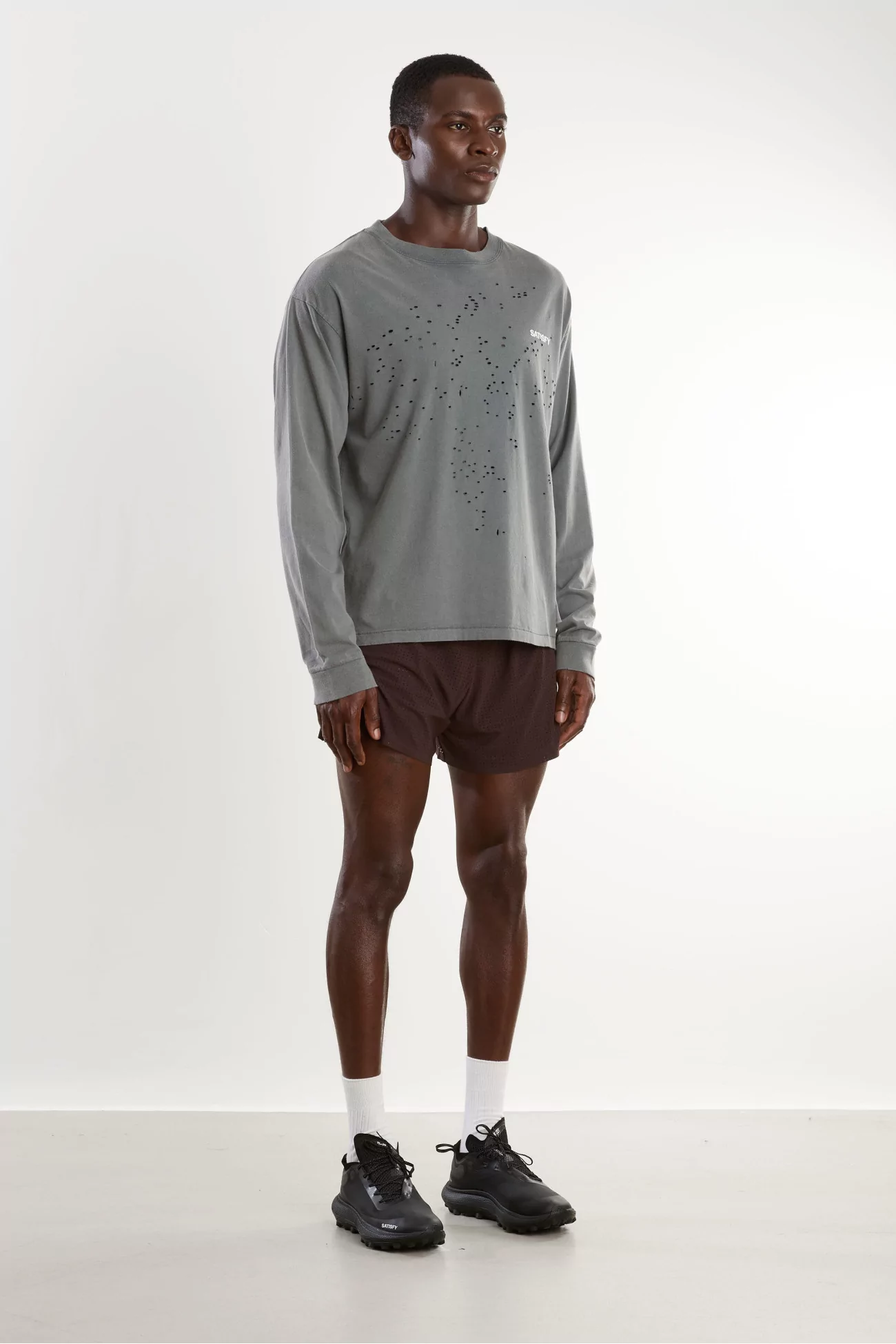Men's MothTech Organic Cotton Running Long Tee Satisfy – Faded Black | Centre Commercial