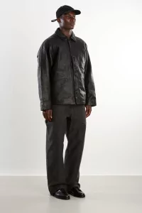 MAN-TLE Boat Shirt Leather Jacket Vegetable-Tanned – Black Hide | Centre Commercial