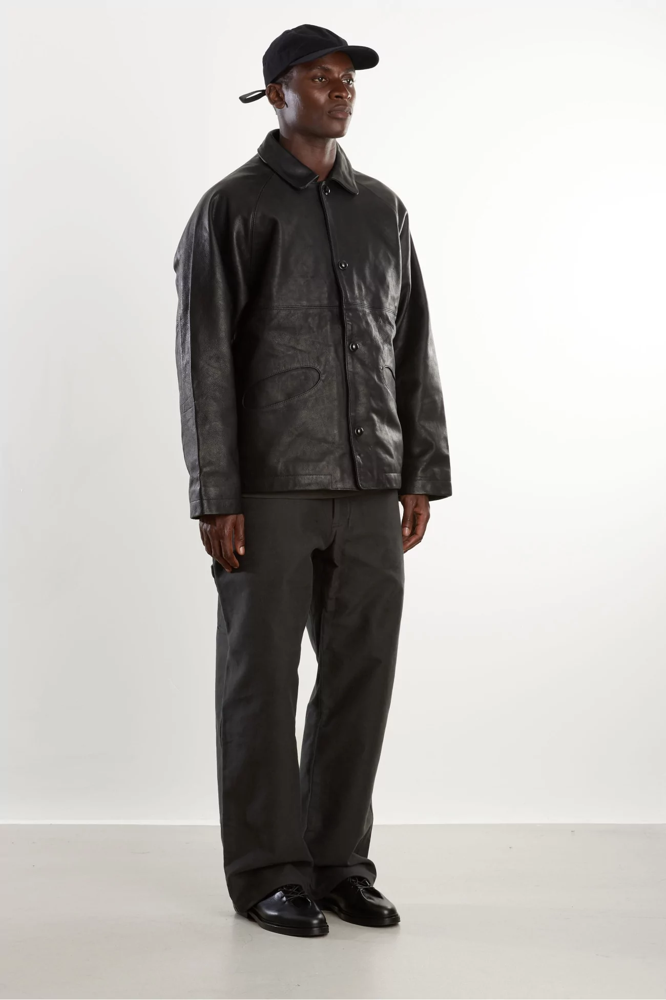 MAN-TLE Boat Shirt Leather Jacket Vegetable-Tanned – Black Hide | Centre Commercial