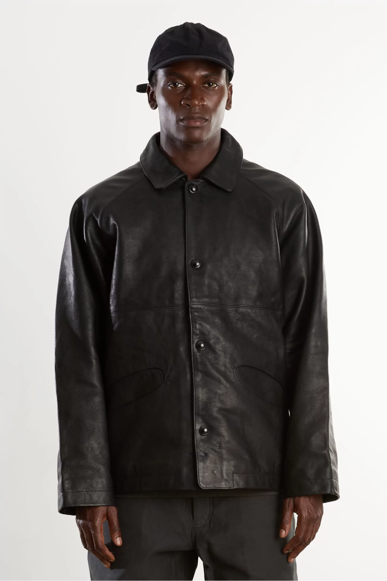 MAN-TLE Boat Shirt Leather Jacket Vegetable-Tanned – Black Hide | Centre Commercial